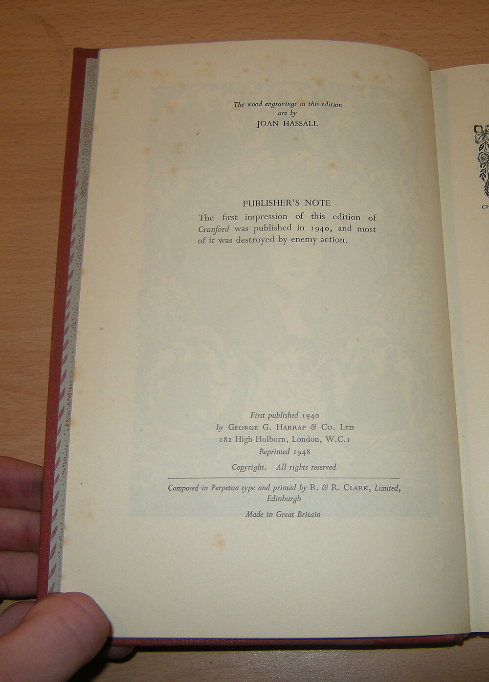 1948 Cranford / Mrs Gaskell / Classic Literature / Joan Hassall Wood Engravings