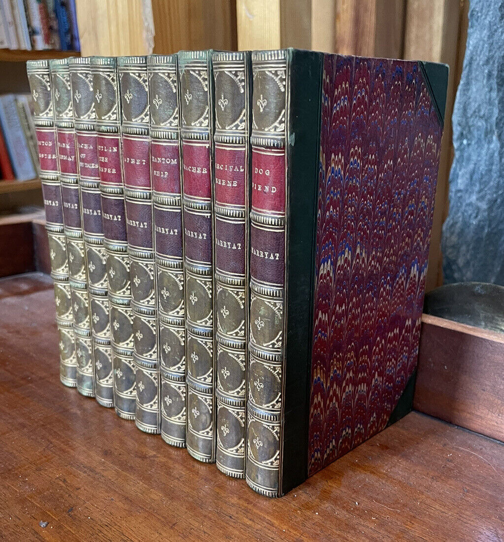 c1880s The Works of Captain Marryat : Fine Bindings : Phantom Ship : Dog Friend