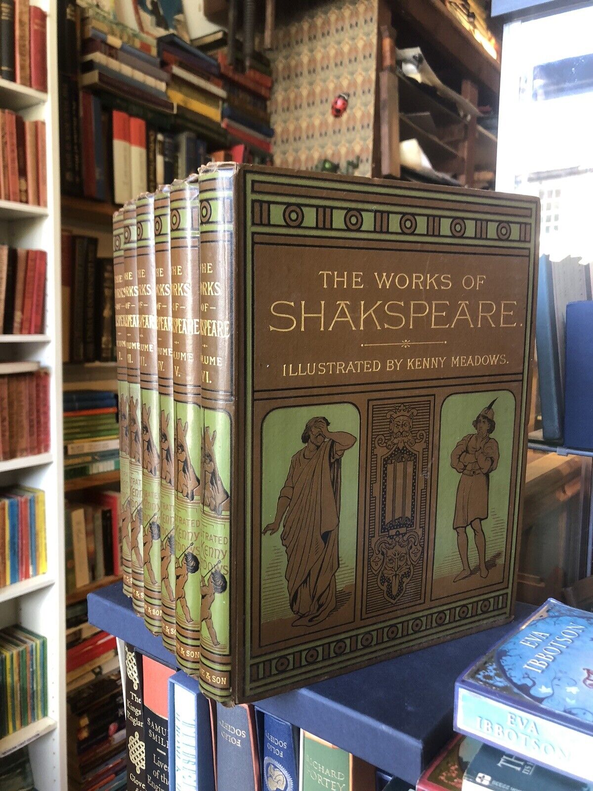 1886 STUNNING SET : The Works of Shakespeare (6 Volumes) Illus by Kenny Meadows