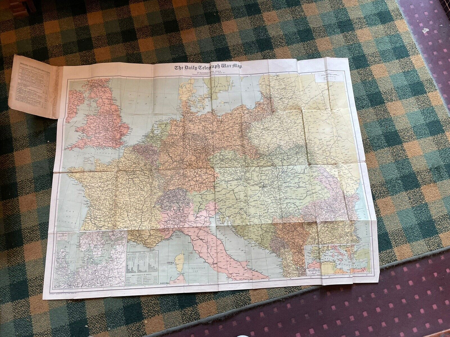 1914 The Daily Telegraph WAR MAP OF EUROPE Alexander Gross WWI : Geographia