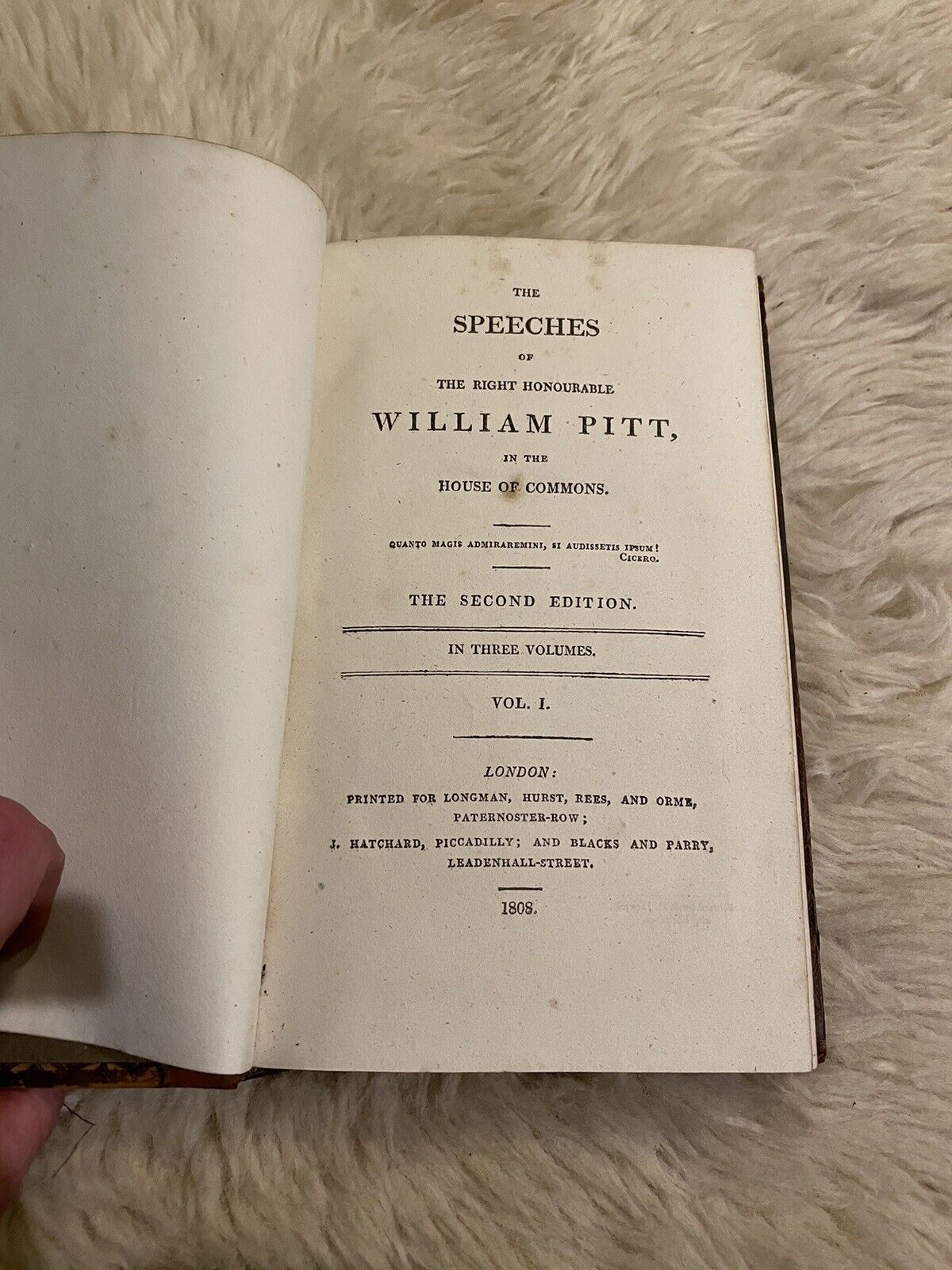 1808 The Speeches of William Pitt in the House of Commons (3 Vols) UK Politics