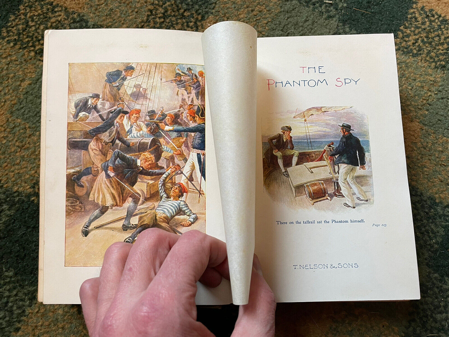 c1890 THE PHANTOM SPY Fox Russell DECORATIVE CLOTH BINDING Colour Frontis