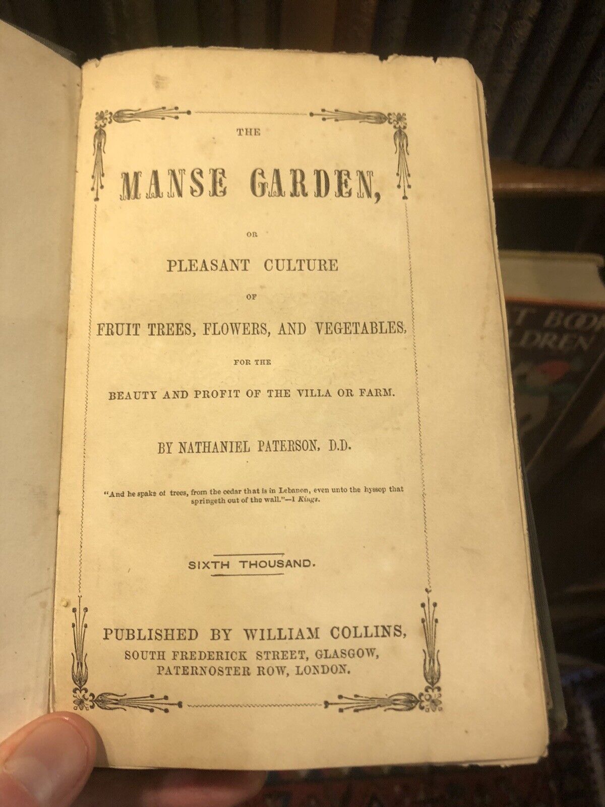 1836 THE MANSE GARDEN by Nathaniel Paterson EARLY ARISTOCRATIC GARDENING BOOK