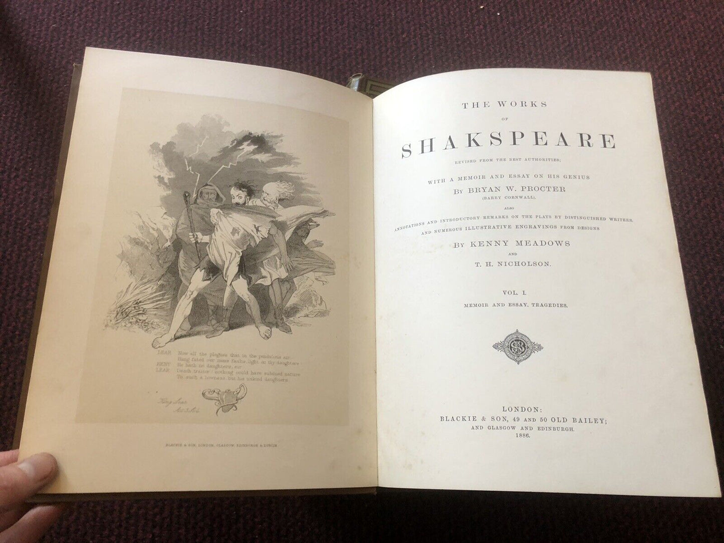1886 STUNNING SET : The Works of Shakespeare (6 Volumes) Illus by Kenny Meadows