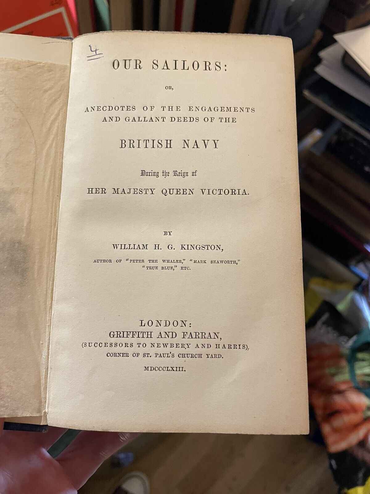 W H G Kingston : Our Sailors : Gallant Deeds of the British Navy 1st 1863.