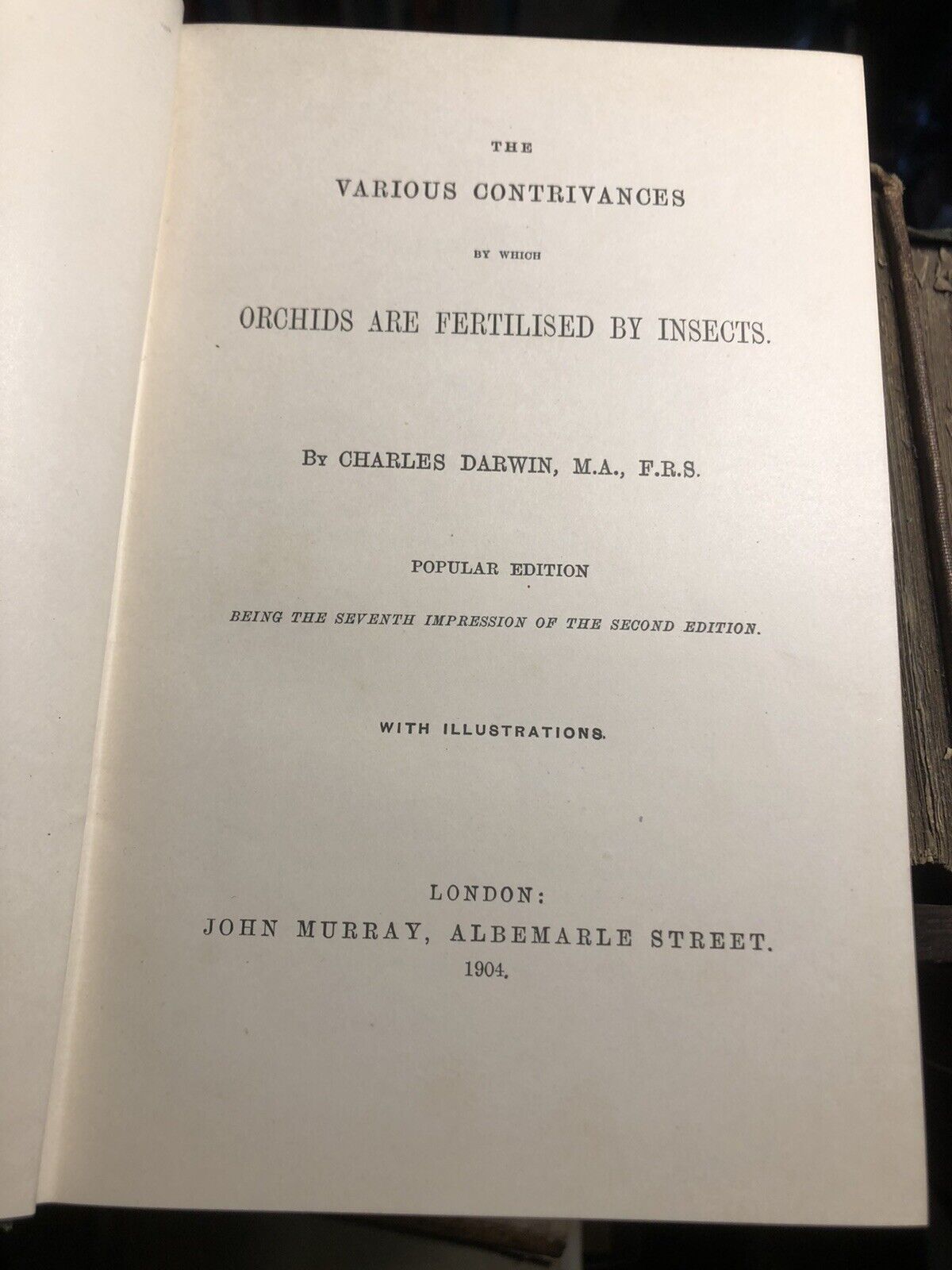 1904 Charles Darwin : Fertilisation of Orchids by Insects : Natural History VGC