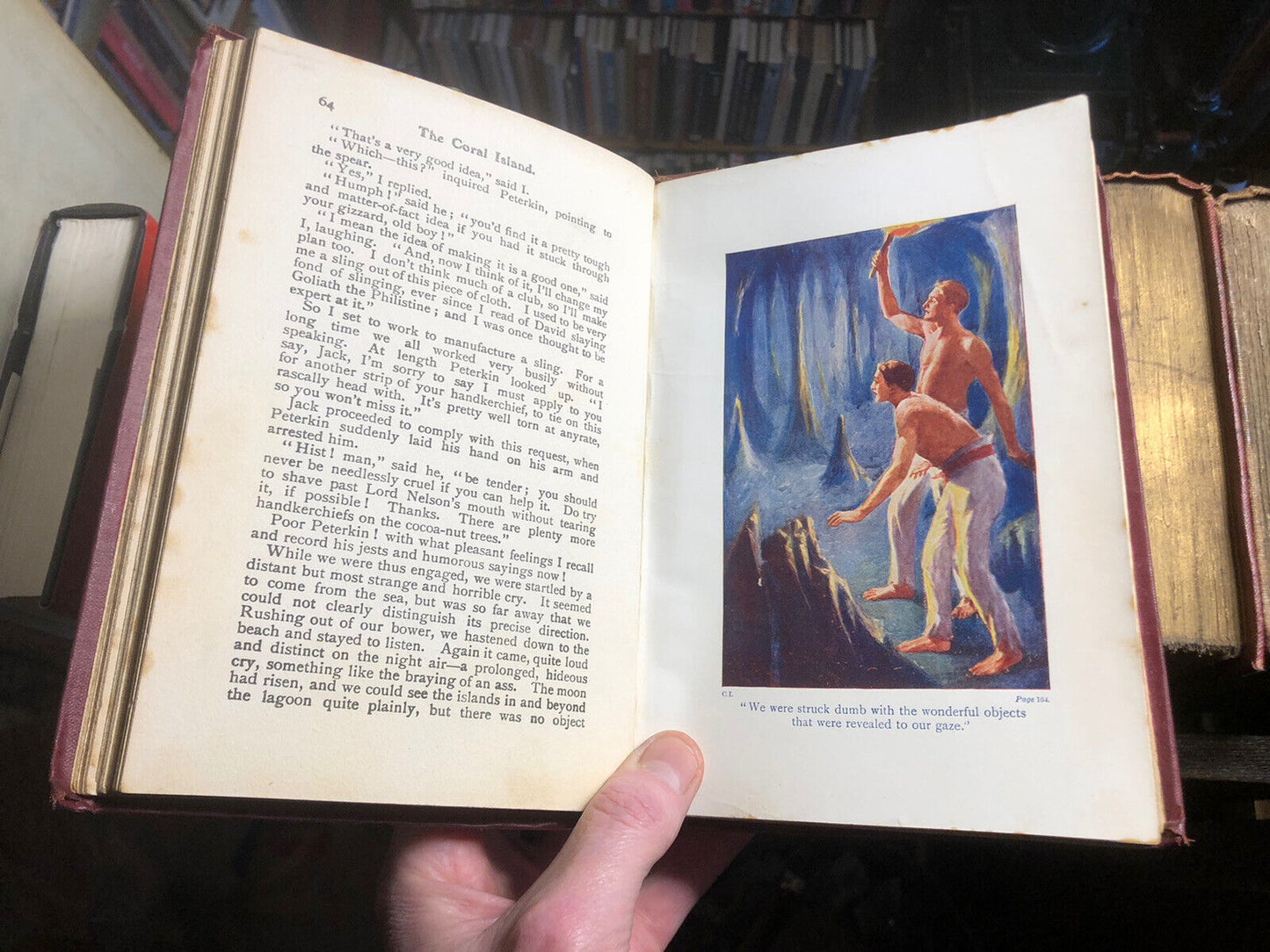 1912 THE CORAL ISLAND : R M Ballantyne : ILLUS by J E SUTCLIFFE Pictorial Cloth