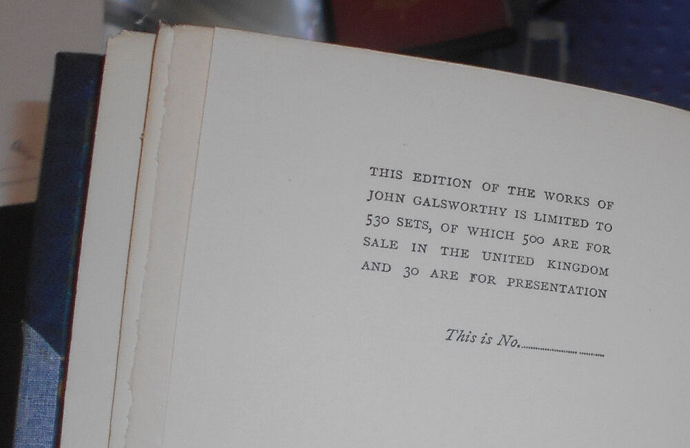 1923 JOHN GALSWORTHY - Quality and Other Stories - Fine Binding - Limited Ed