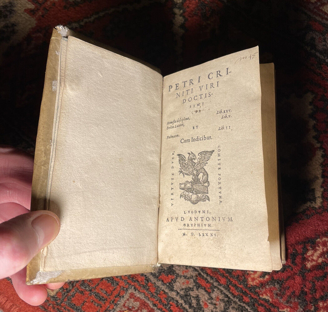 1585 De honesta disciplina : Petri Criniti Viri Doctissimi : Latin Vellum