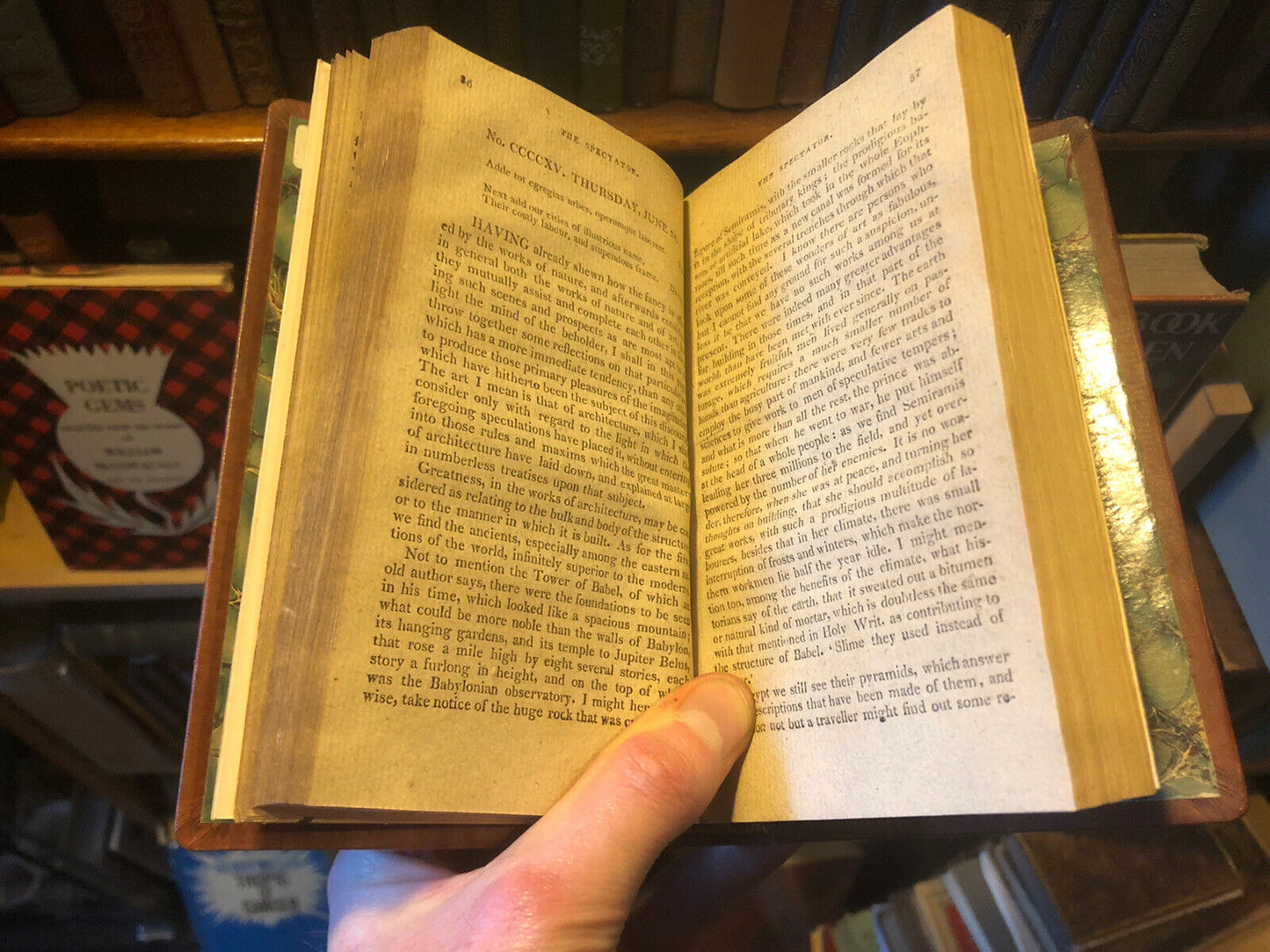 THE SPECTATOR Volume 6 : Lovely Leather Binding : Printed by Robert Carr 1803 :