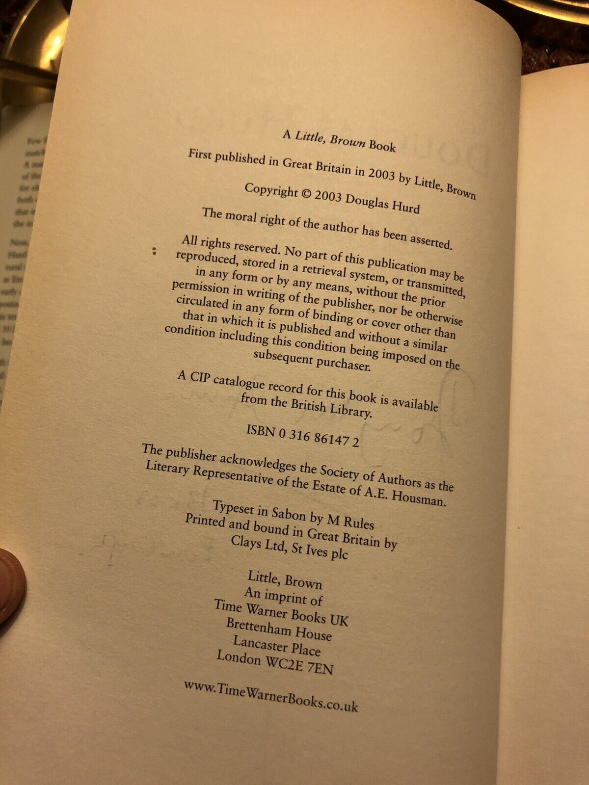 Douglas Hurd : Memoirs SIGNED 1st Edition 2003 : UK Conservative Party Politics