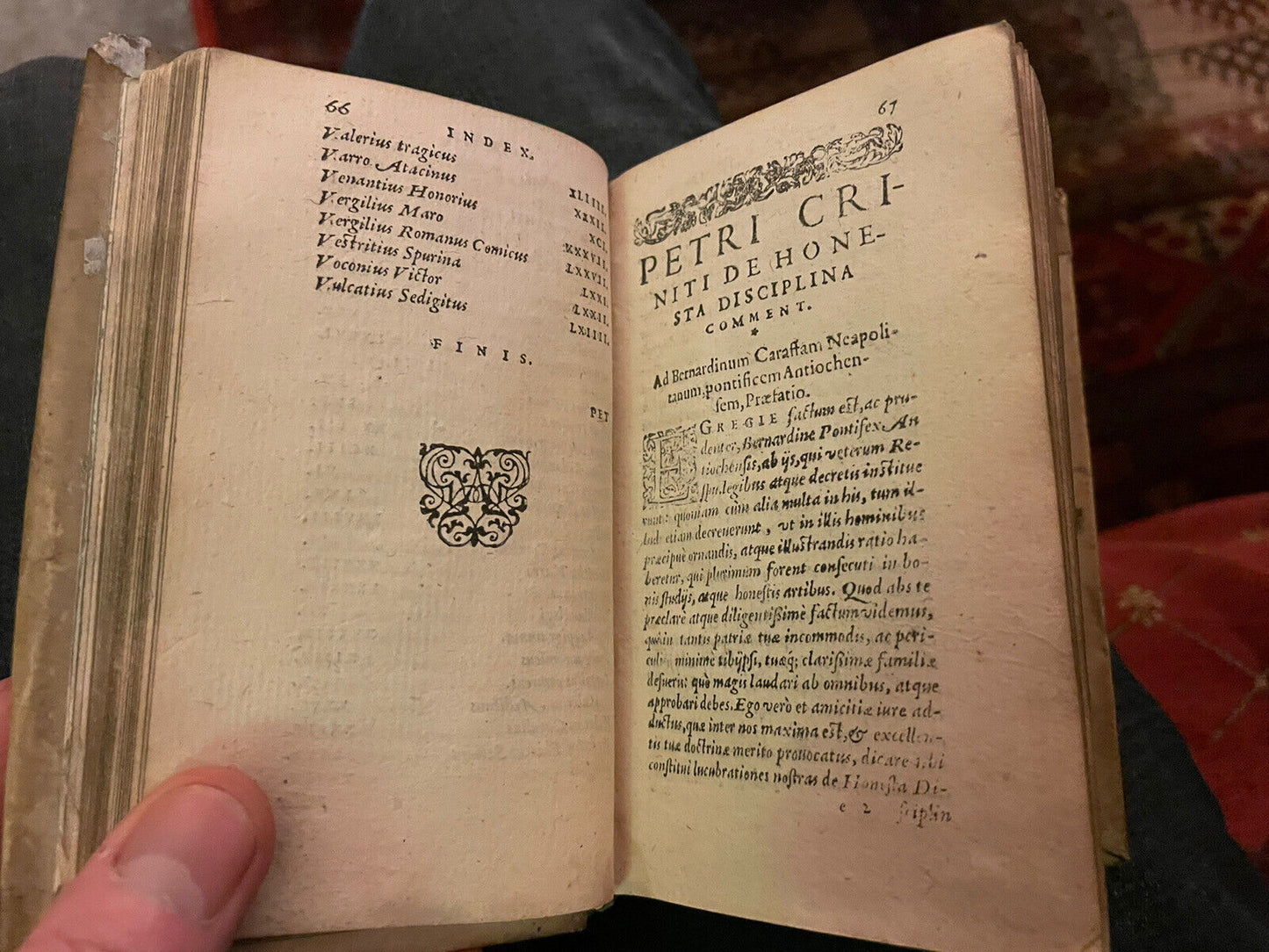 1585 De honesta disciplina : Petri Criniti Viri Doctissimi : Latin Vellum