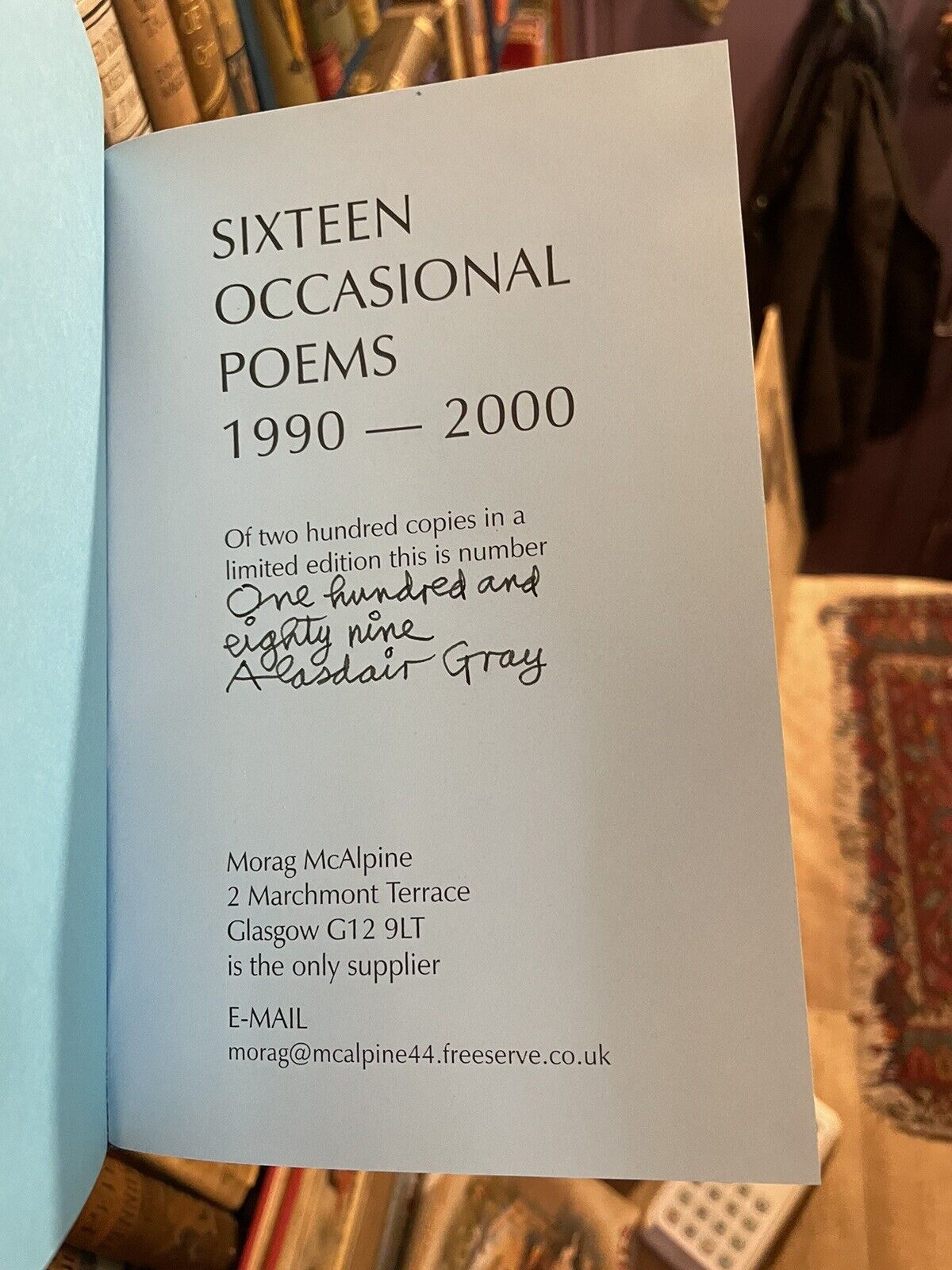 Alasdair Gray : Sixteen Occasional Poems : SIGNED Limited to 200 Copies