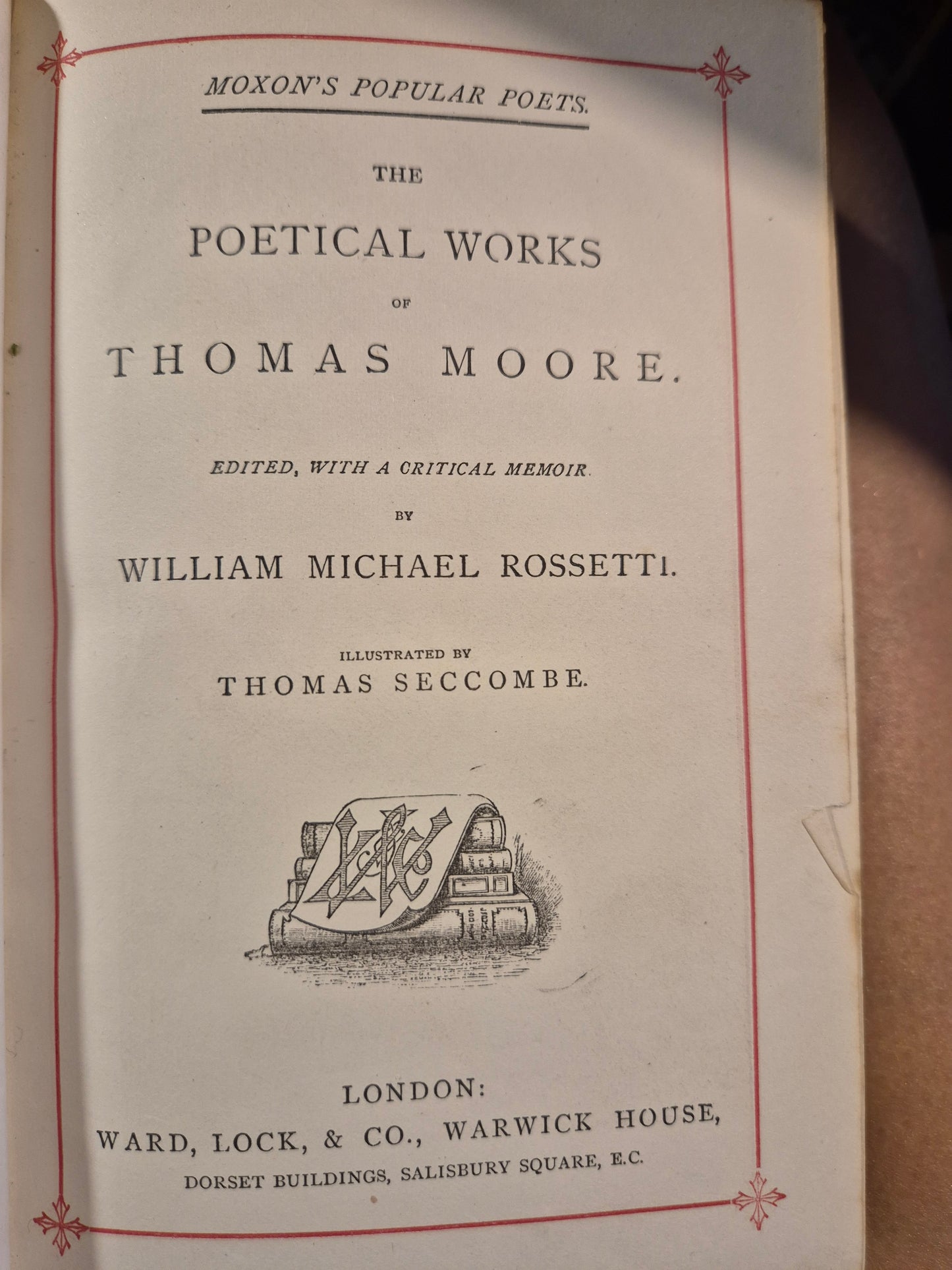 c1890 The Poetical Works of Thomas Moore : William Michael Rossetti