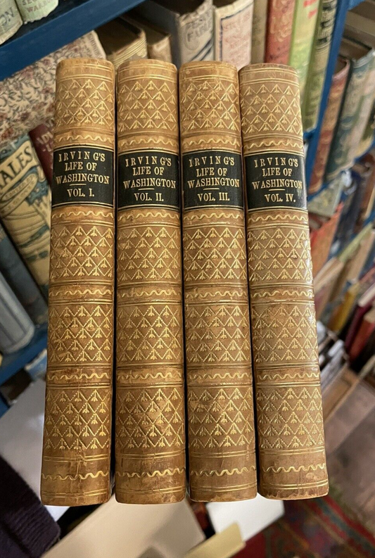 1855 Life of George Washington by Washington Irving (4 Volumes) Leather Bindings