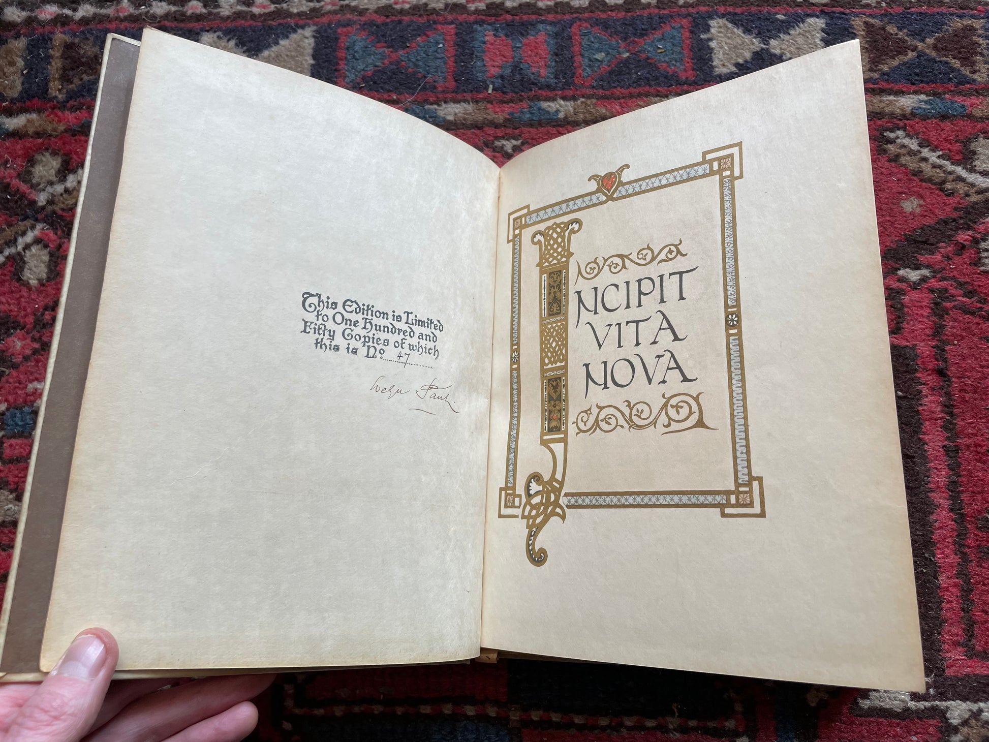 La Vita Nuova : Dante Alighieri : Evelyn Paul : Signed Ltd Edition 47/150 :  Vellum Binding