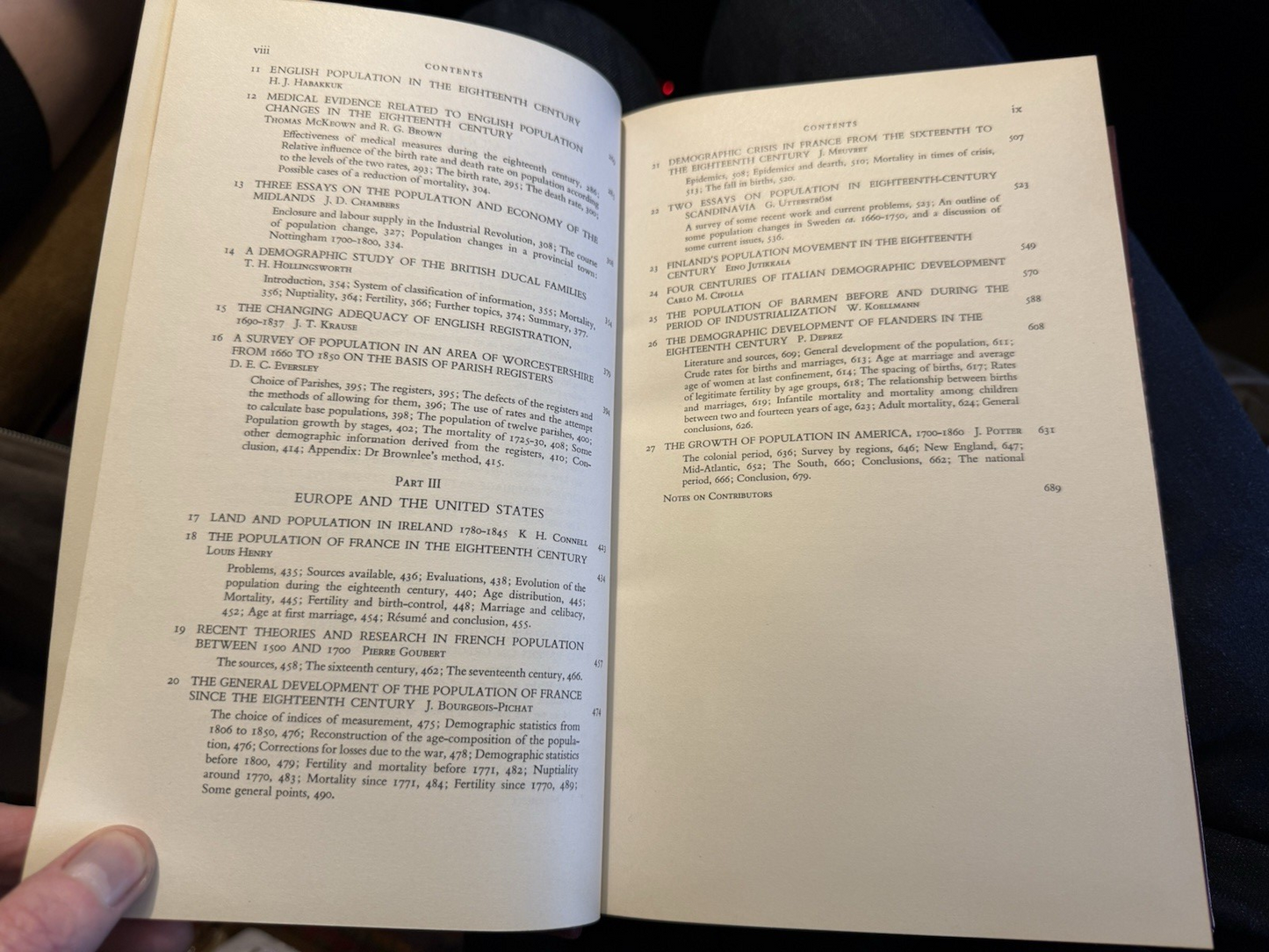 1965 Population in History : D. V. Glass : 1st Edition : Historical Demography