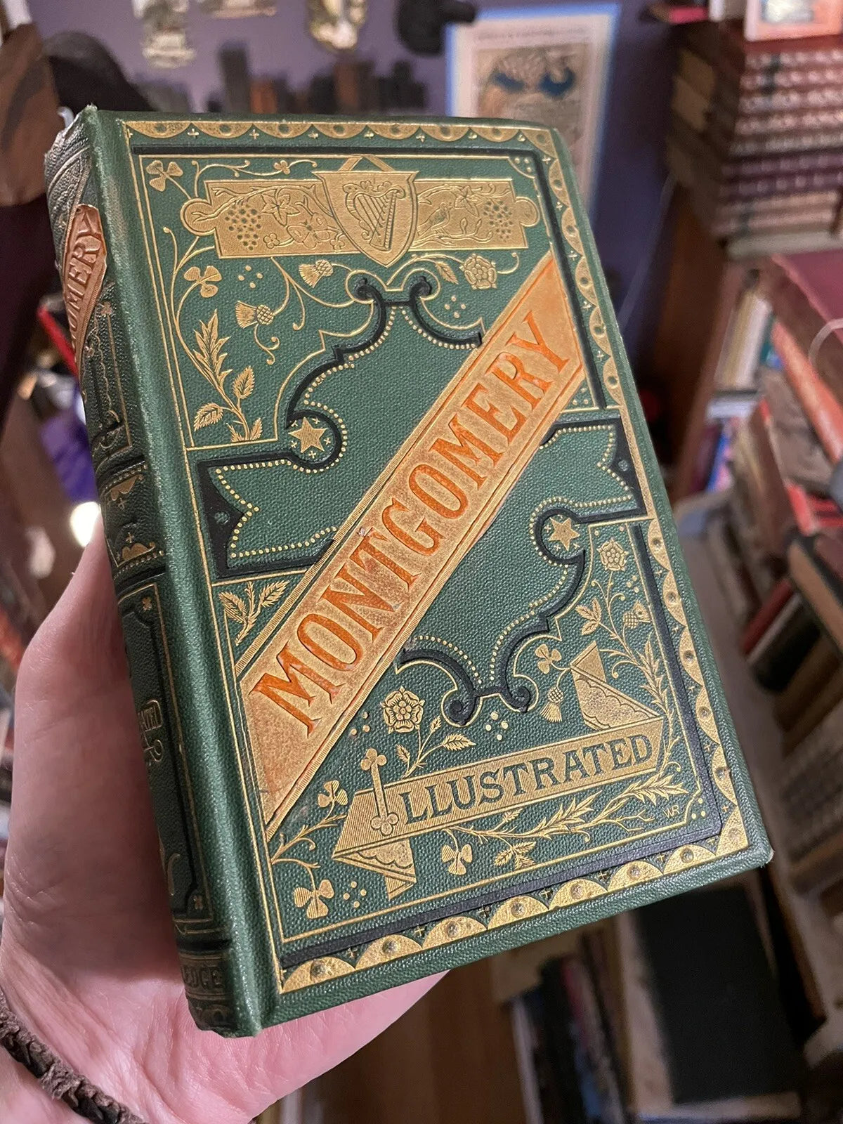 c1885 Poems of James Montgomery : Illustrated : Fine Decorative Cloth Binding