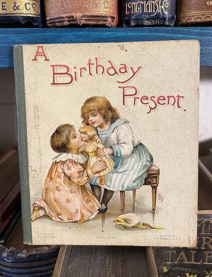 A Birthday Present : Chromolithographed Miniature Children's Book (1890s) Nister