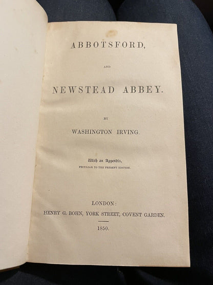 1850 Washington Irving : Abbotsford And Newstead Abbey : Half Leather Binding