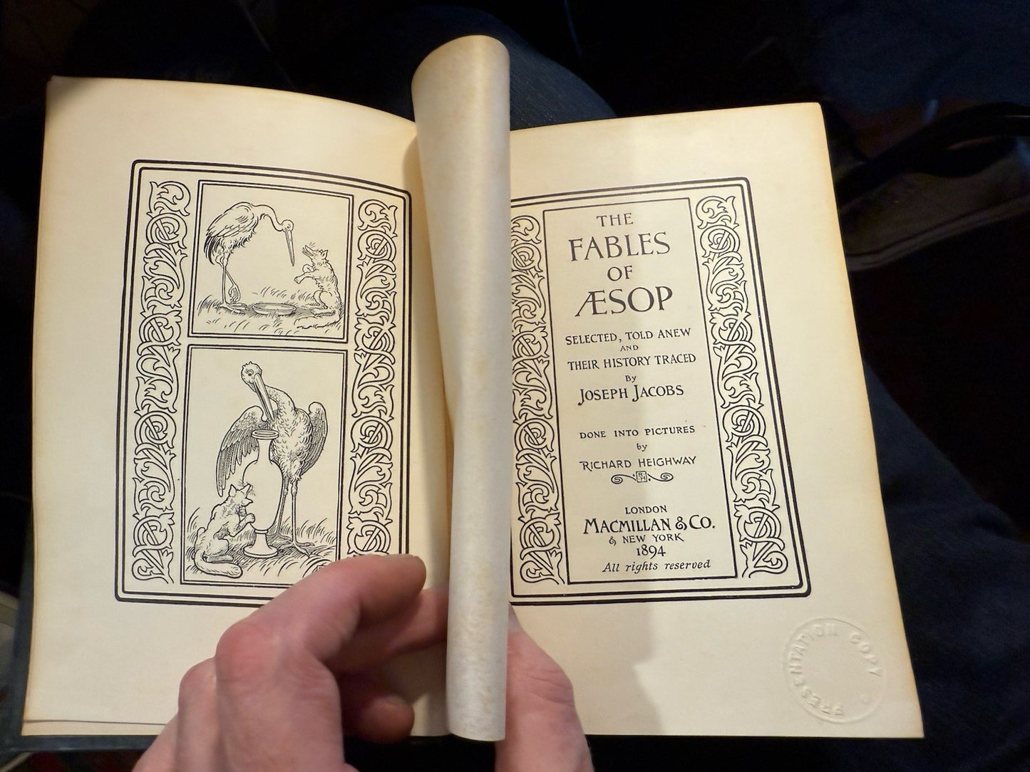 1894 The Fables of Aesop : Told Anew by Joseph Jacobs : Illustrated 1st edition