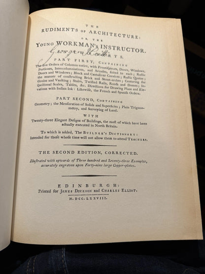 1992: Rudiments of Architecture: Facsimile of 1778 ed: Ltd to 300 copies: GC