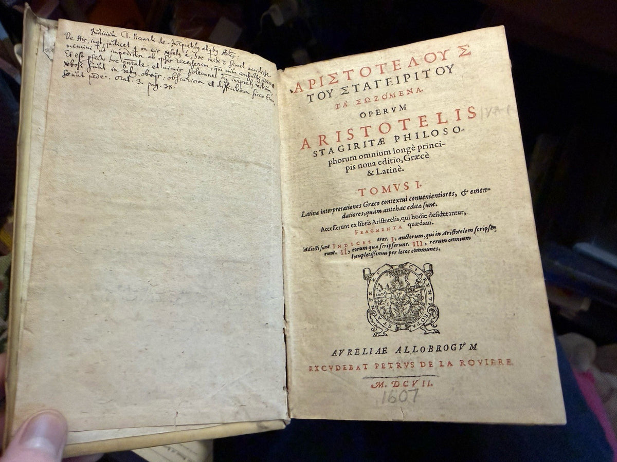 1606 Aristotelis : Scholarly Manuscript Annotations (2 Vols) Vellum : Aristotle