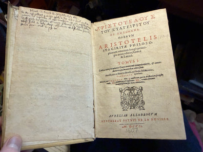 1606 Aristotelis : Scholarly Manuscript Annotations (2 Vols) Vellum : Aristotle