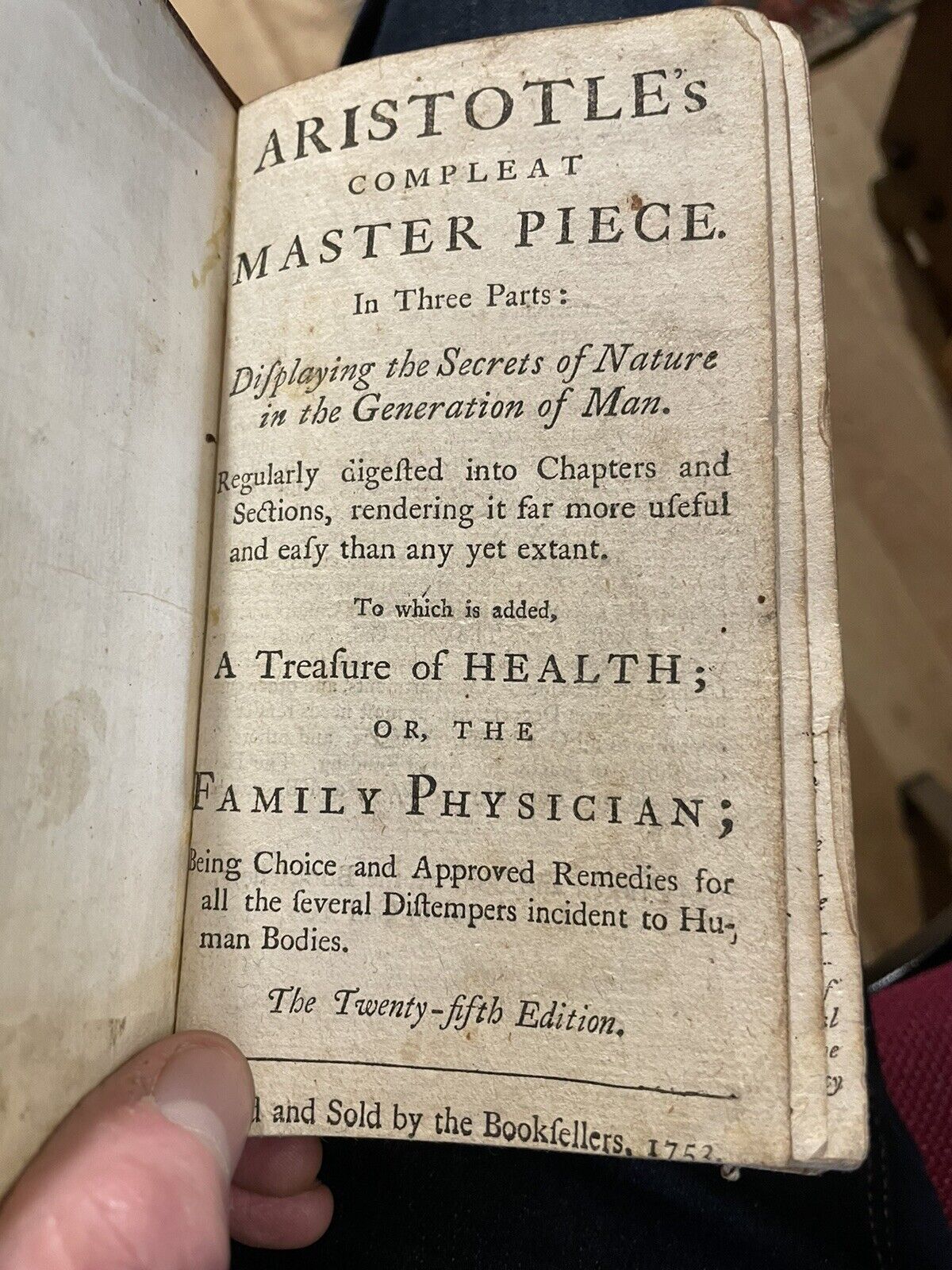 1753 Aristotle's Compleat Master Piece / Midwife / Problems / Sex Manual
