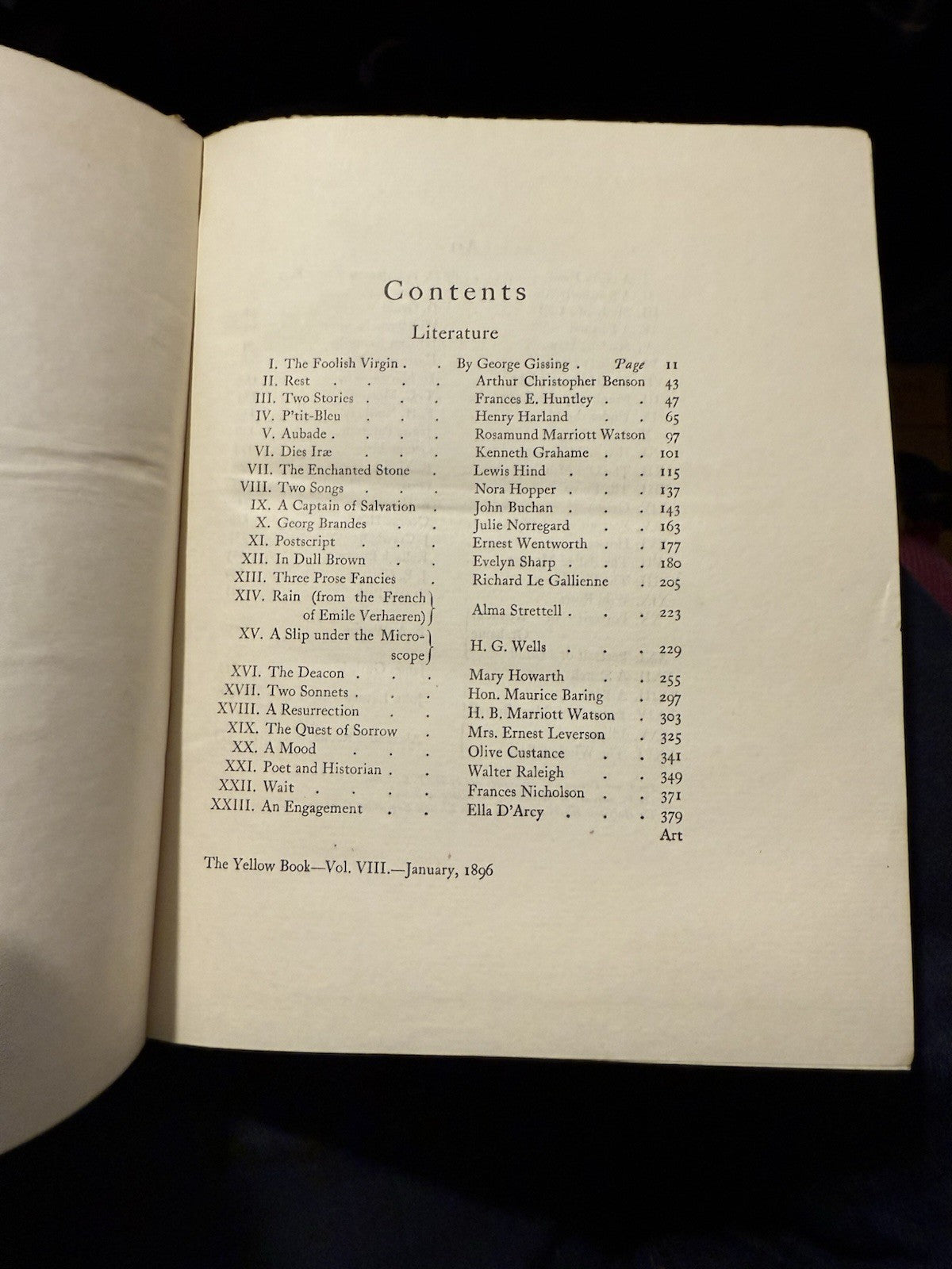The Yellow Book (Volume 8) Jan 1896 Illustrated Quarterly : H. G. Wells : VIII