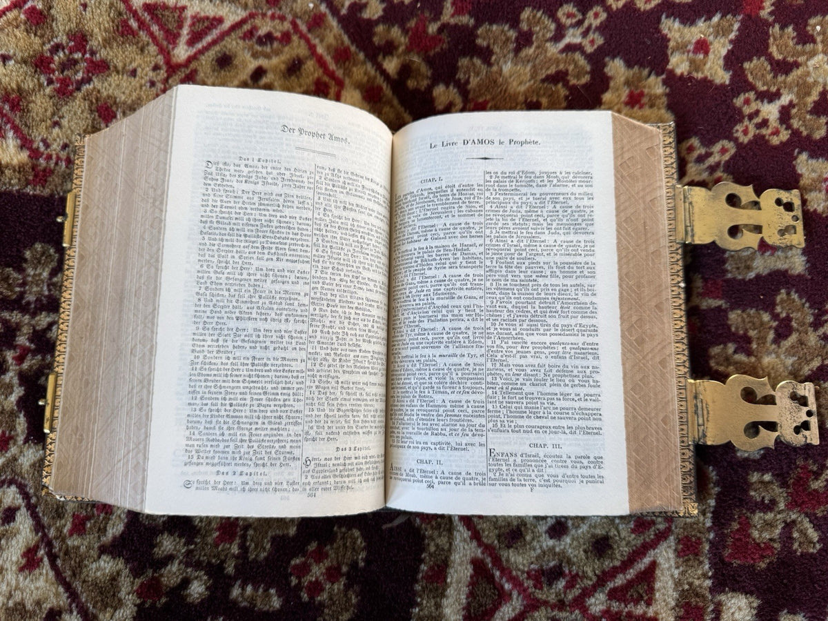 Bagster's Polyglot Bible : Stunning Clasped Fine Binding : Gauffered Edges c1864