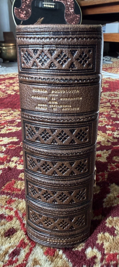 Bagster's Polyglot Bible : Stunning Clasped Fine Binding : Gauffered Edges c1864