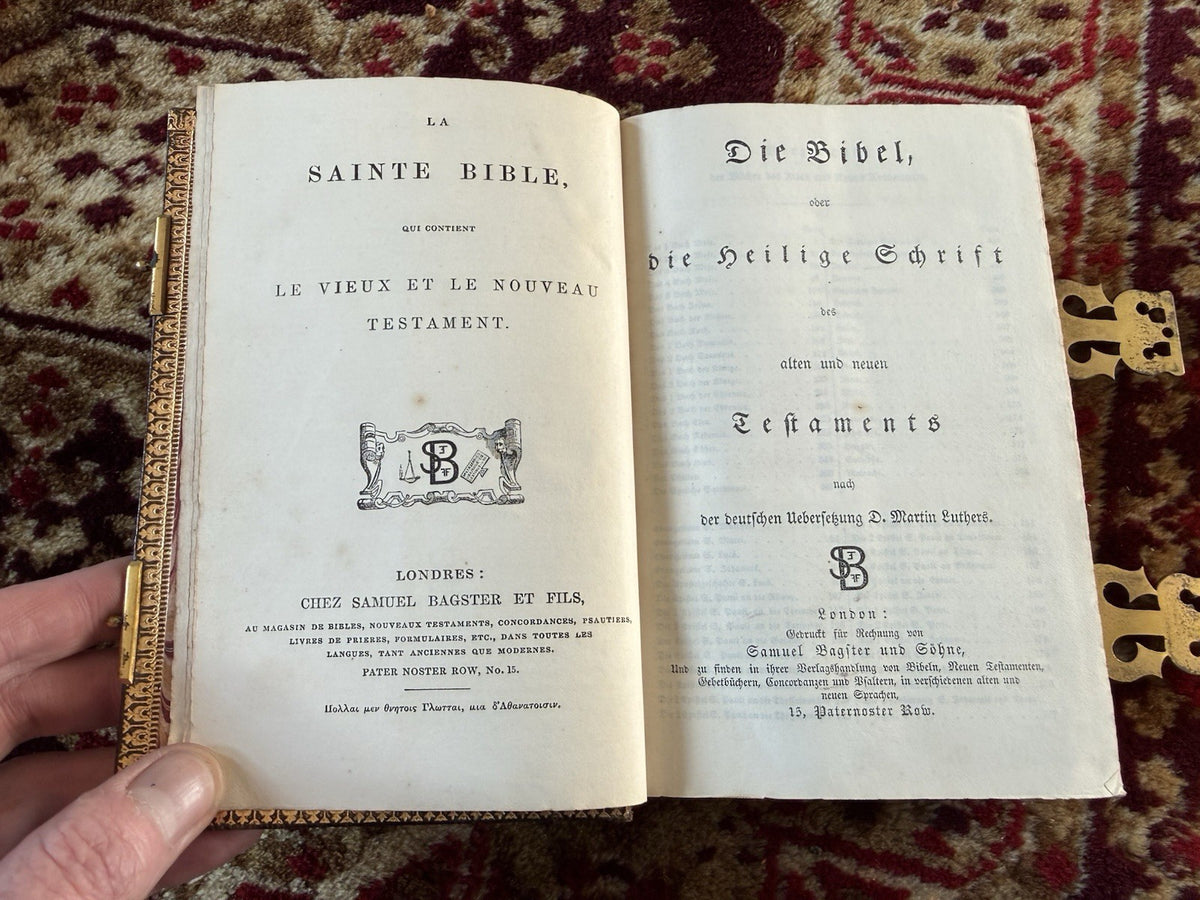 Bagster's Polyglot Bible : Stunning Clasped Fine Binding : Gauffered Edges c1864