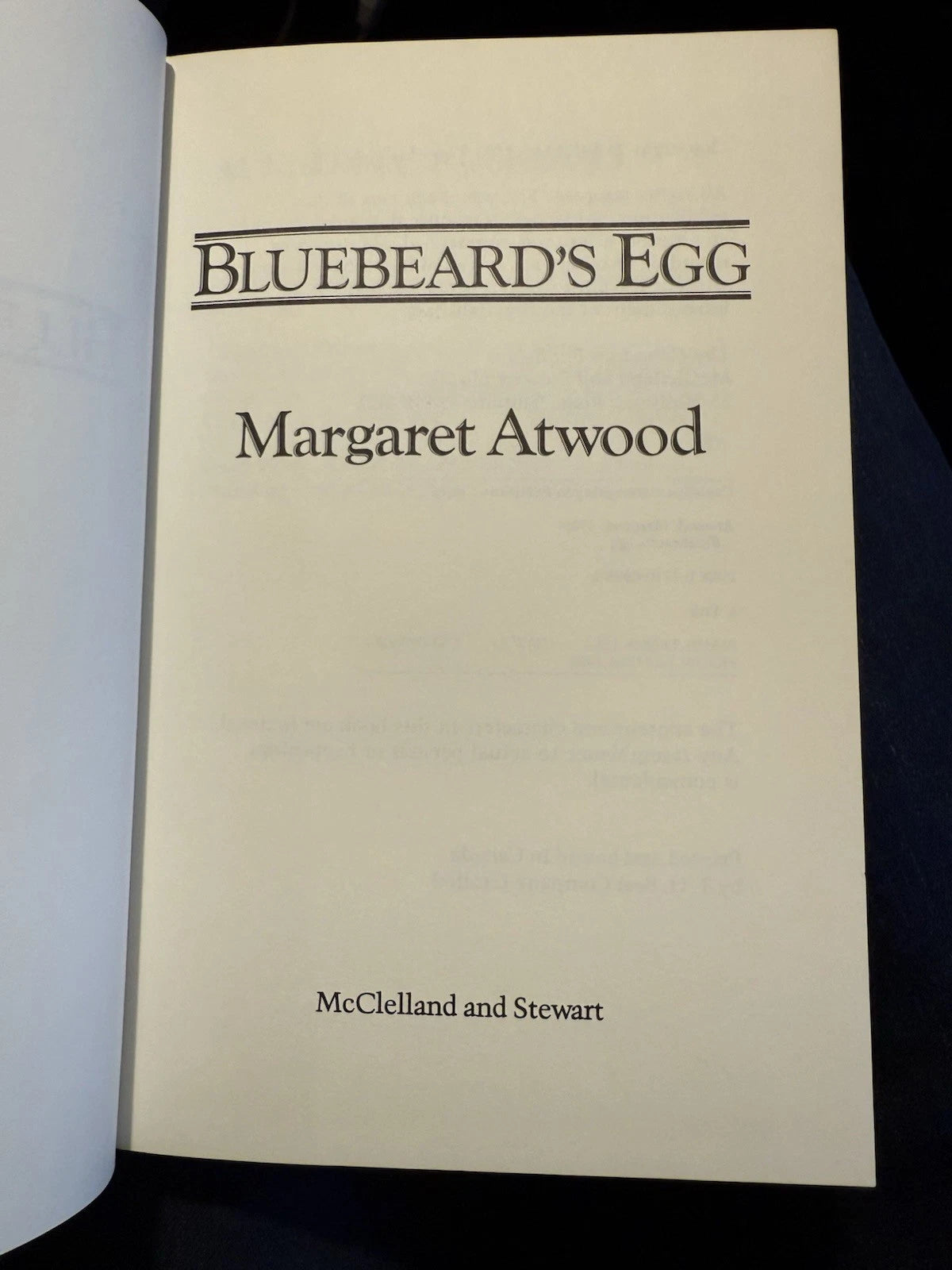 Margaret Atwood : Bluebeard's Egg : True 1st Edition (Canada) 1983