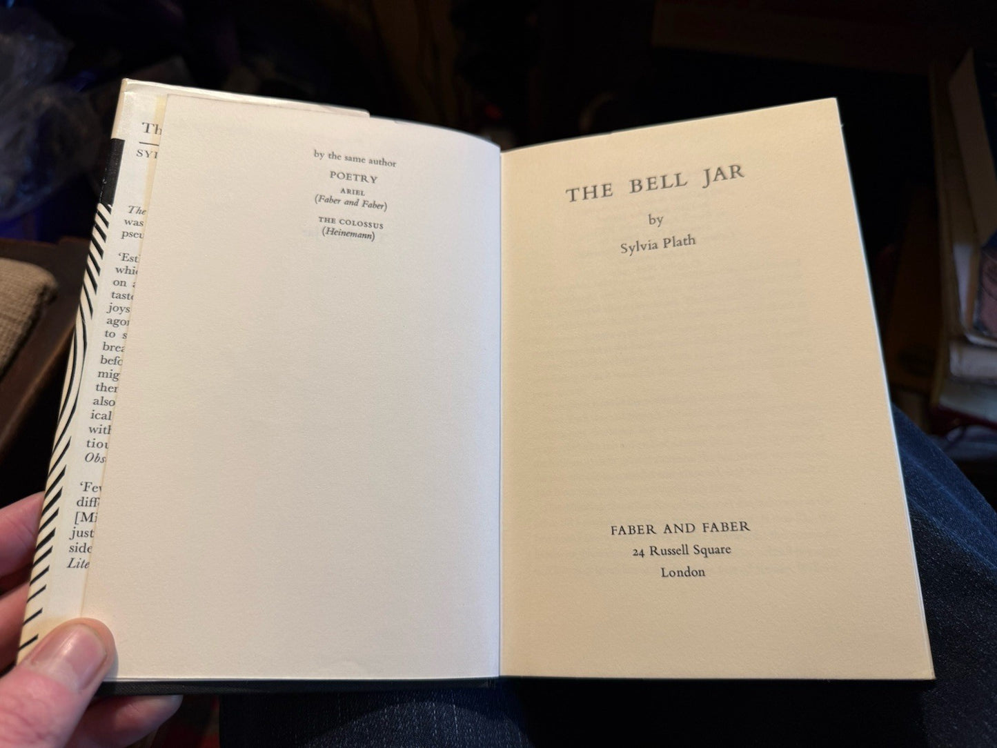 Syvlia Plath : The Bell Jar : First Edition Thus : Hardback in Dust Jacket 1966