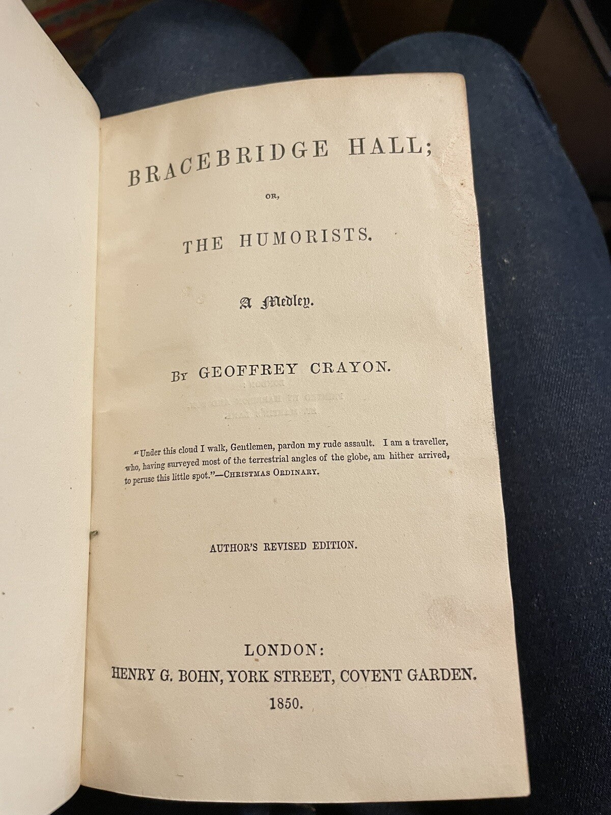 1850 Washington Irving : Bracebridge Hall: Half Leather Binding