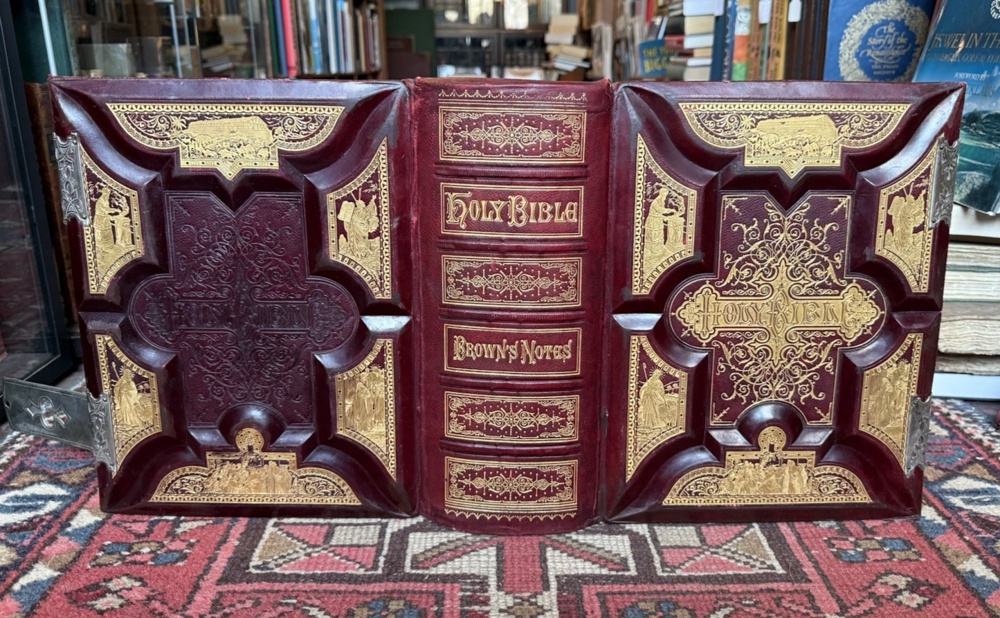 EXQUISITE Large Clasped HOLY BIBLE : Sculpted Boards : 16.4kg : 5.5 Inches Thick