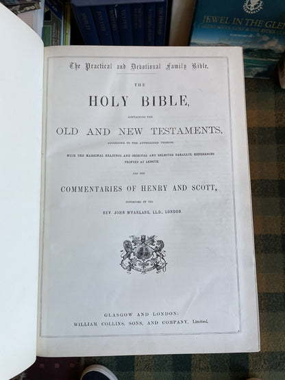 Large Victorian Holy Bible : Commentaries of Henry and Scott : A Very Fine Copy
