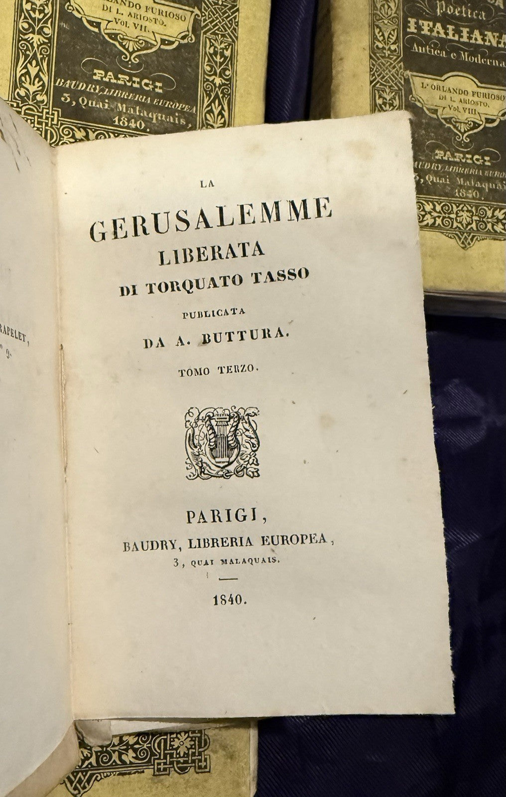 1840 Biblioteca Poetica Italiana (12 Vols) Ludovico Ariosto & Torquato Tasso