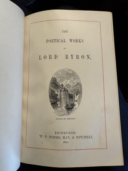 1891 Poetical Works of Lord Byron : Fine Tree Calf Binding : Illustrated