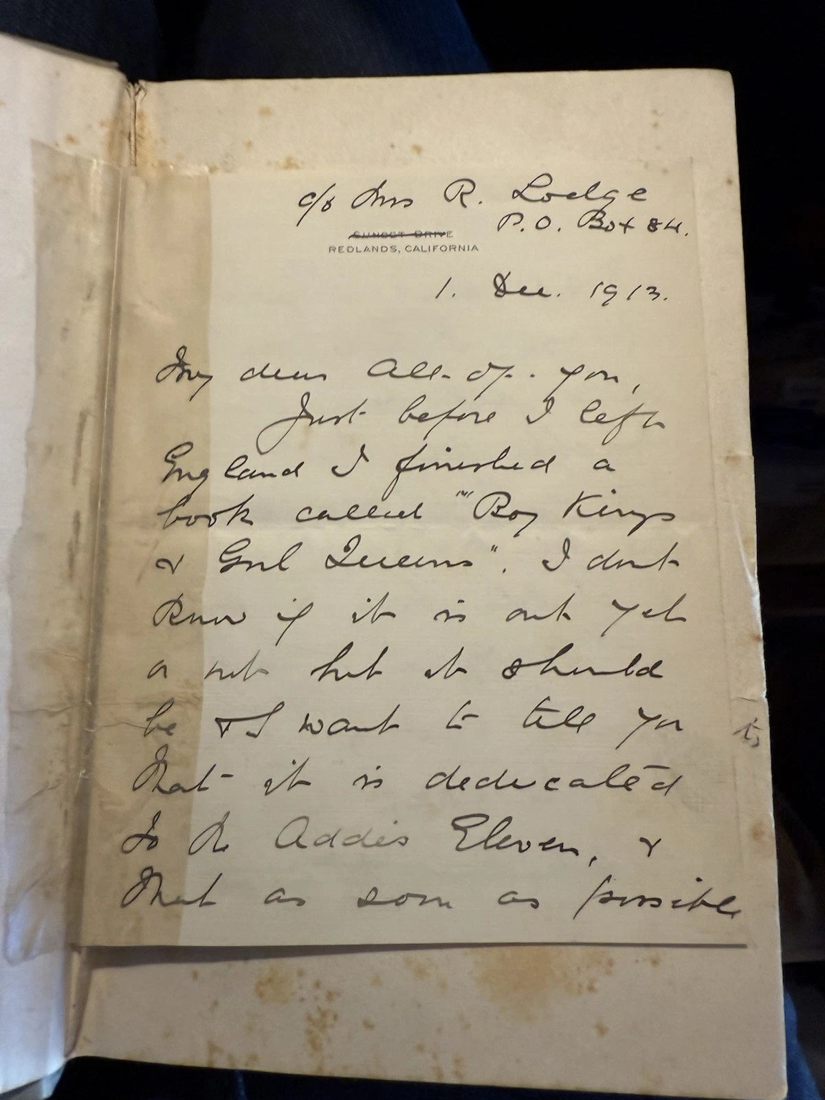 H. E. Marshall : Boy-Kings and Girl-Queens : With SIGNED Letter : 1st 1913