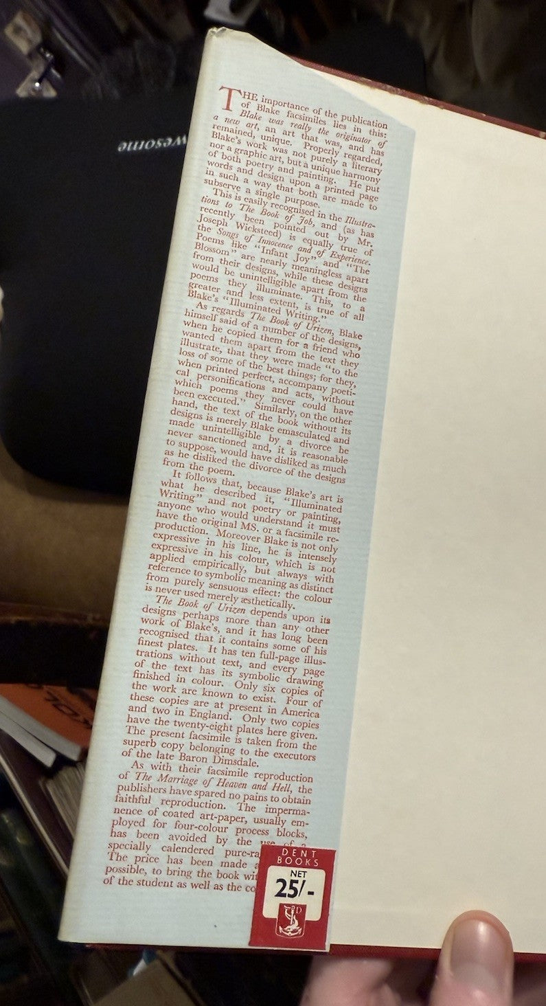 1929 William Blake : The book of Urizen : Full Colour Facsimile of 1794 Edition