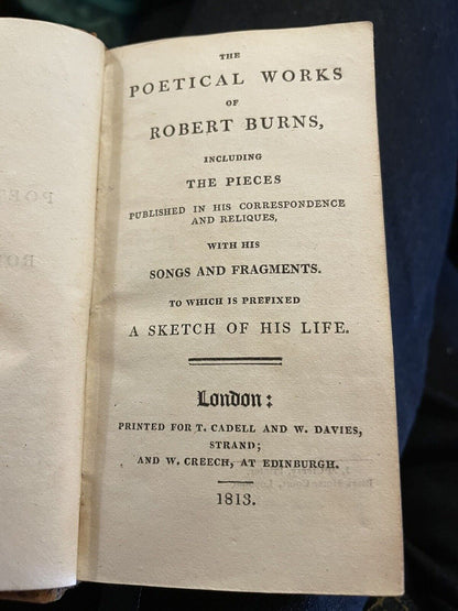 1813 The Poetical Works of Robert Burns : Scottish Poems : Leather Binding