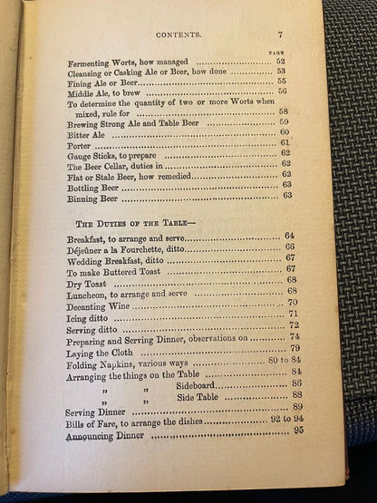 c1875 The Butler ; His Duties and how to Perform Them : Household Management