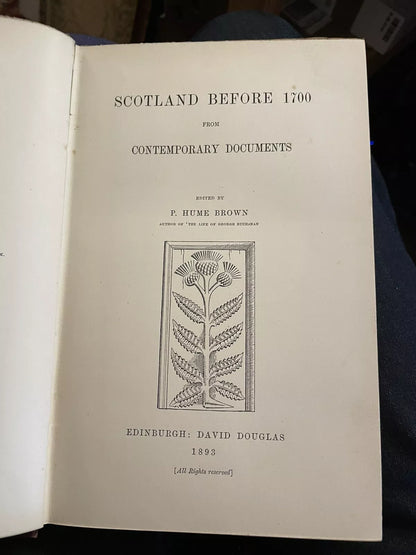 1893 Scotland before 1700 from Contemporary Documents : Scottish History