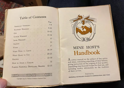 1934 Mine Host's Handbook : Whisky : Cocktail Recipes : Gin : Wines