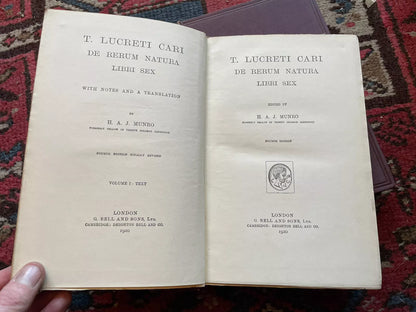 T. Lucreti Cari De Rerum Natura Libri Sex : Roman Philosopher & Poet (2 vols)