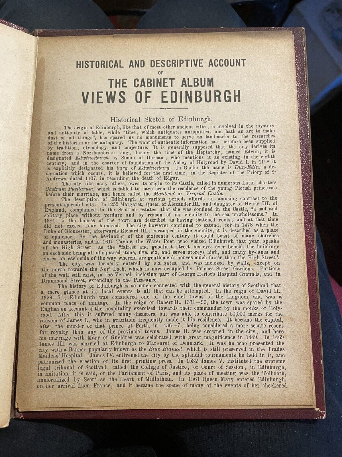 1890s Cabinet Album Views of Edinburgh : 18 Photogravures : Mauchline Wooden