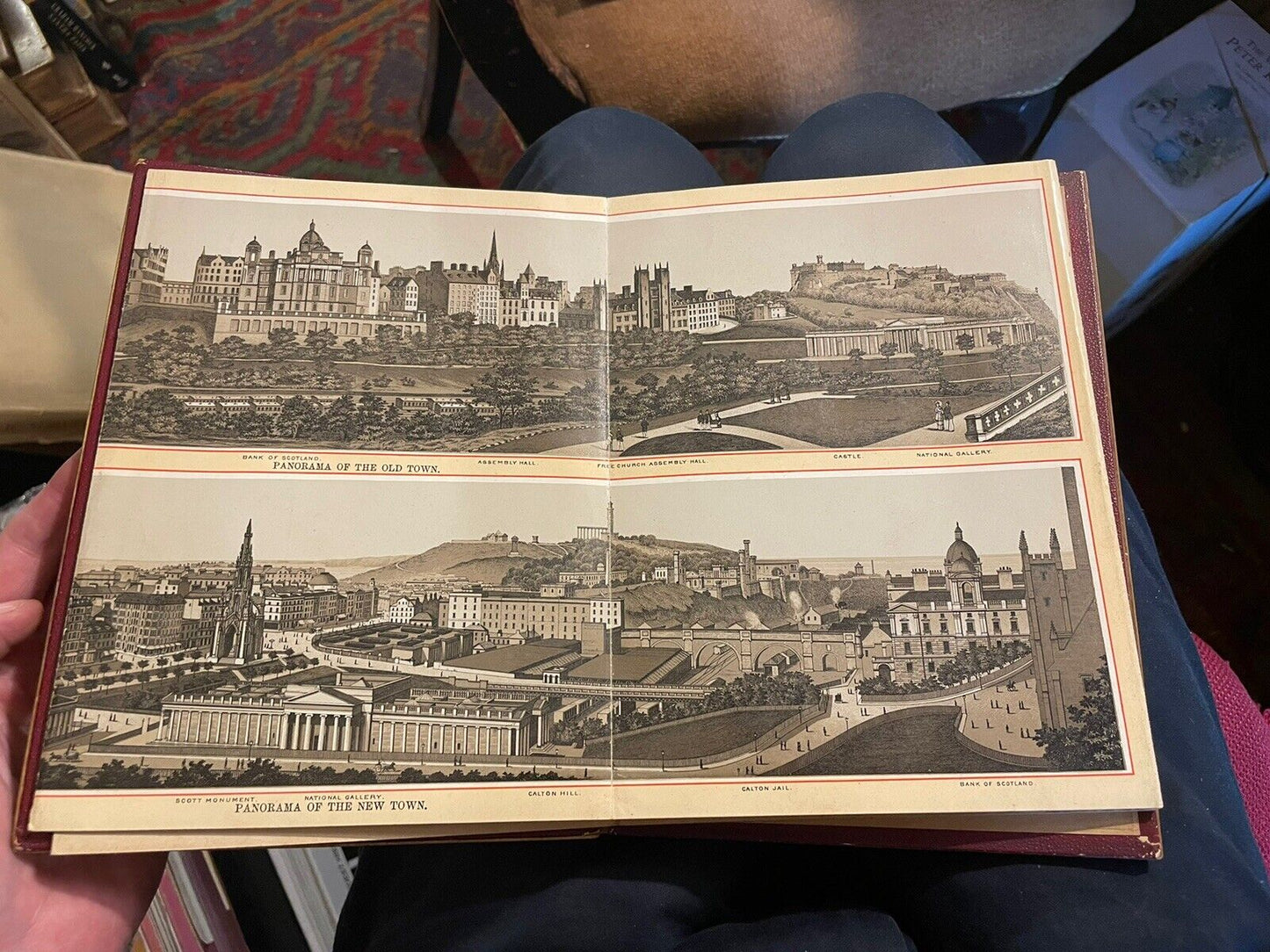 1890s Cabinet Album Views of Edinburgh : 18 Photogravures : Mauchline Wooden