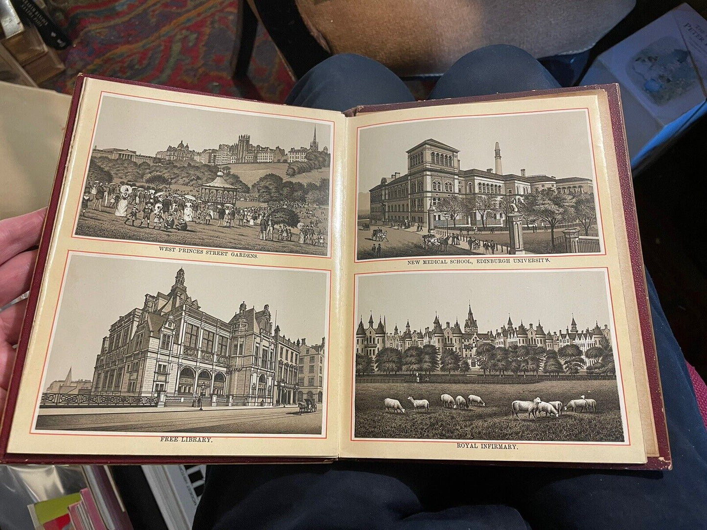 1890s Cabinet Album Views of Edinburgh : 18 Photogravures : Mauchline Wooden